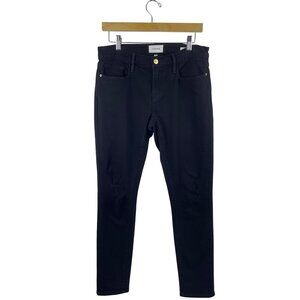 Frame Women's 26 Le Garcon Film Noir Drive Distressed Zip Fly Straight Jean